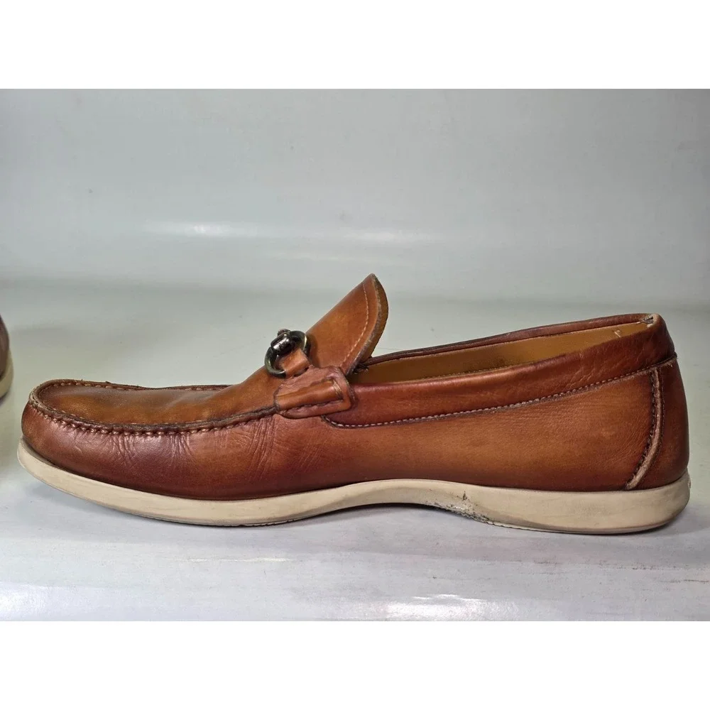 Magnanni Marbella Men's Bit Loafers Size 12 Cognac Brown Leather Slip On Shoes